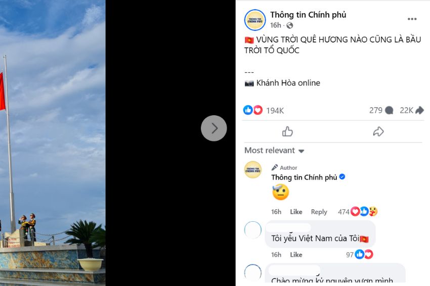 Ảnh 05. Bài đăng tiếp theo của Fangpage thông tin chính phủ
