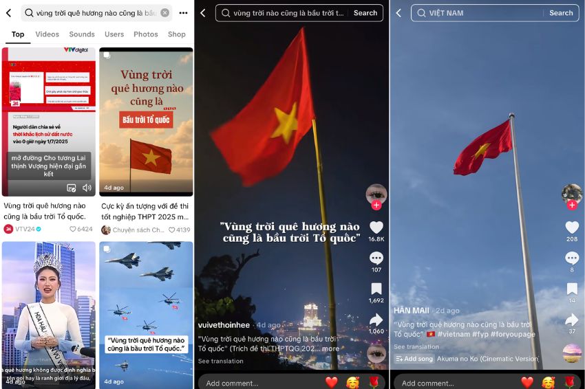 Ảnh 07. Tiktok bắt trend với những bài đăng đầy tình yêu nước
