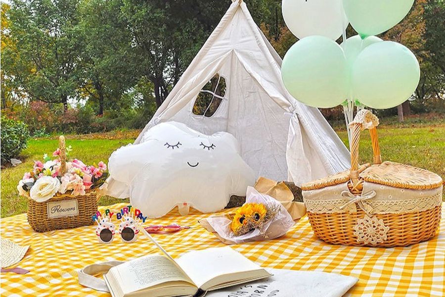 Picnic cắm trại là phong cách chụp ảnh sinh nhật phổ biến