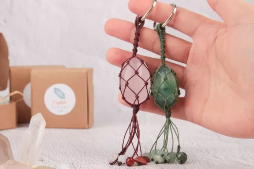 Image 09. Natural rose quartz keychain bringing love and happiness