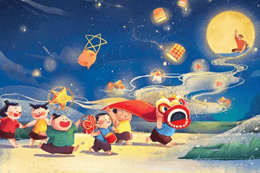 Colorful bright lanterns - essential symbols of Mid-Autumn Festival