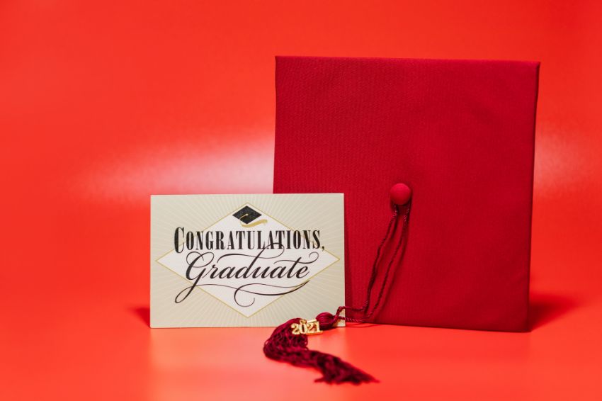 Graduate school graduation cards are formal to honor a long journey