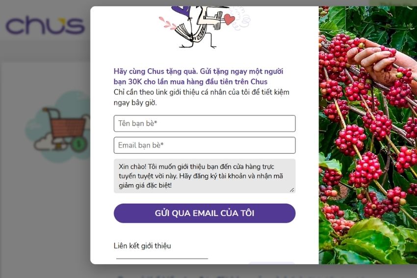 Ảnh 02. Cửa đổ điền thông tin người nhận quà