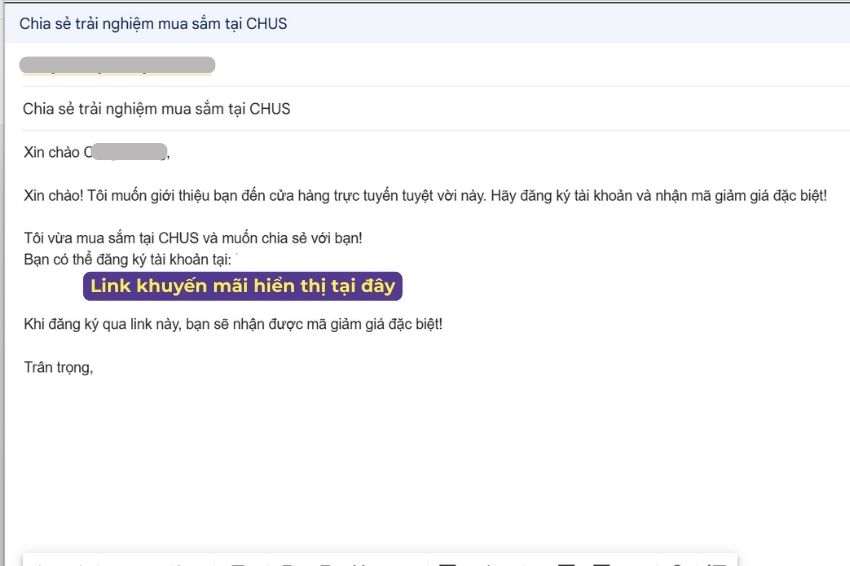 Ảnh 04. Email được soạn để gửi đến bạn bè