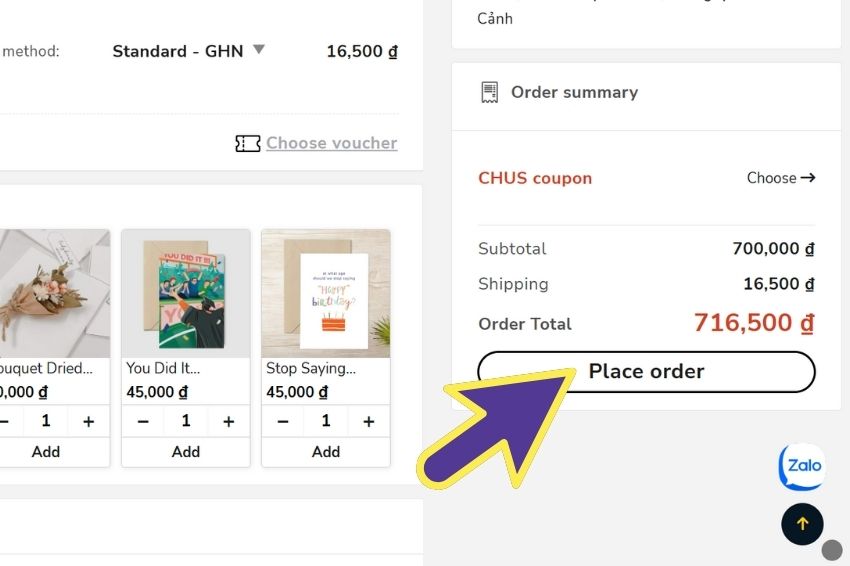 Image 01. Placing orders on CHUS