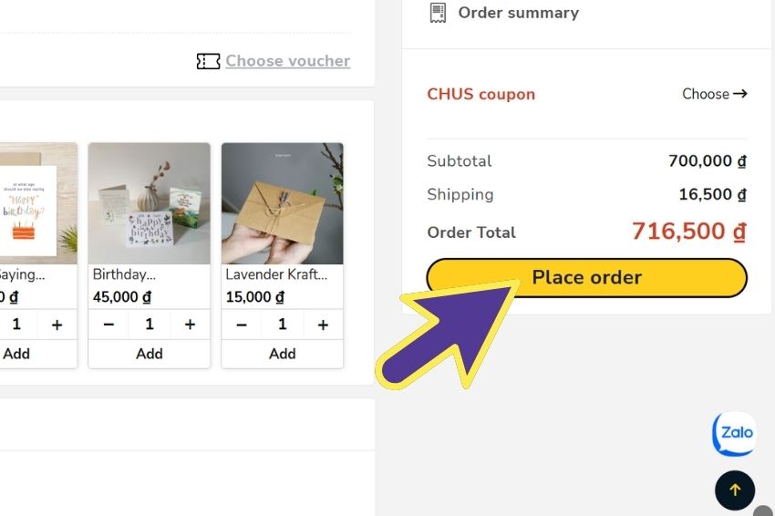Image 01. Placing orders on CHUS