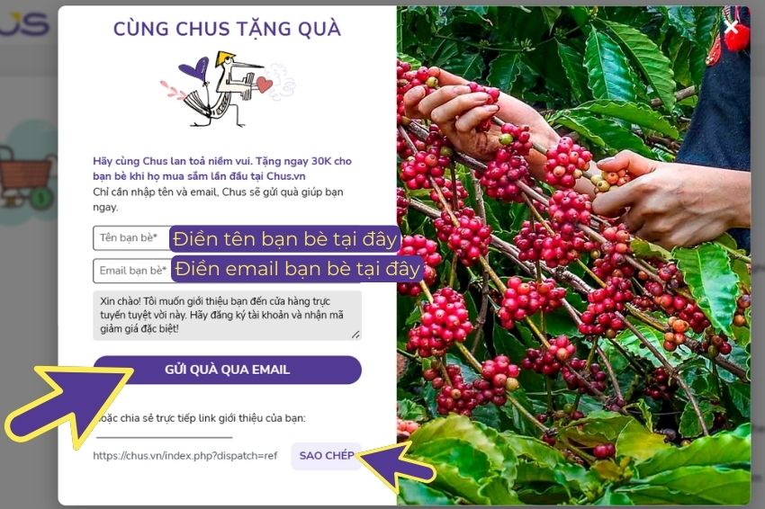 Ảnh 02. Cửa đổ điền thông tin người nhận quà
