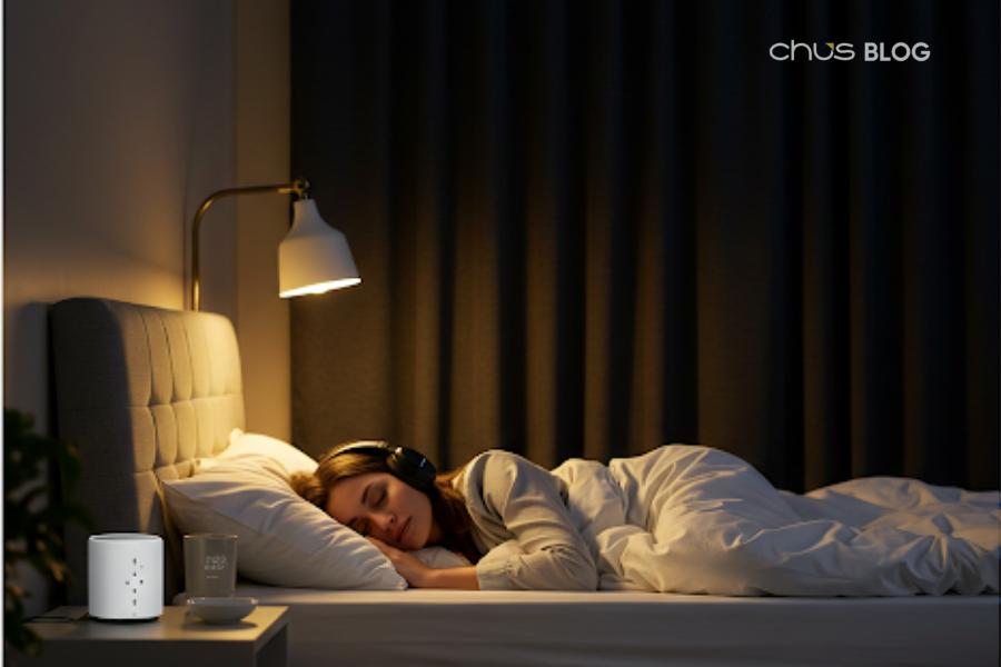 Effective noise-blocking solutions - silicon earplugs and white noise machines help you sleep deeper