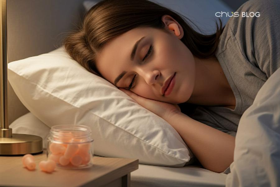 Effective noise-blocking solutions - silicon earplugs and white noise machines help you sleep deeper
