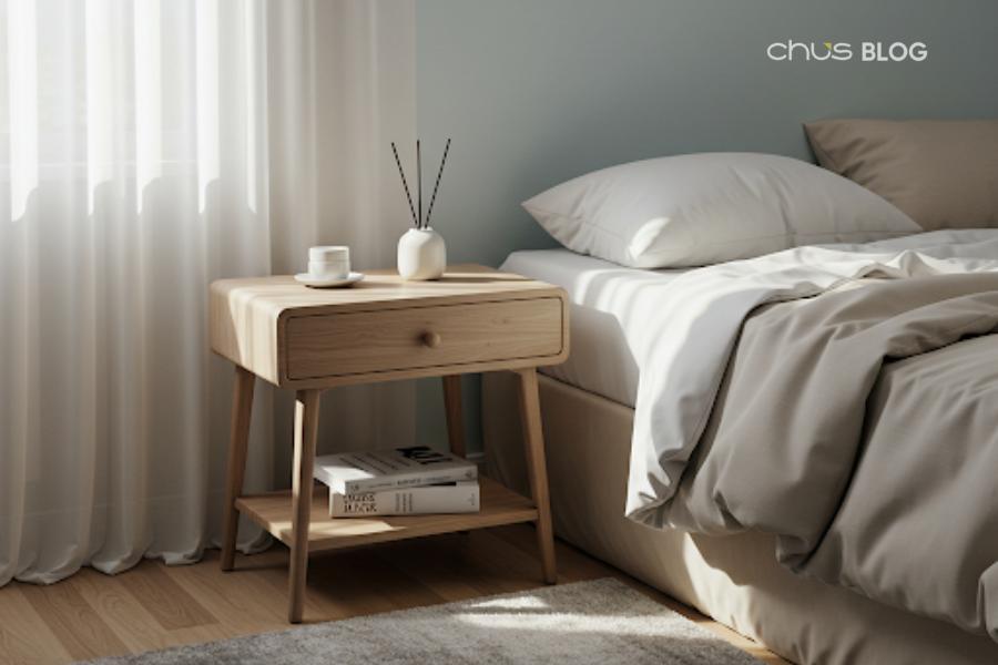 Beige, light blue and light gray color palette - optimal calming tones for a perfectly relaxing sleep environment