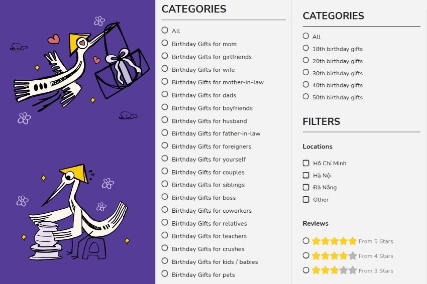 Find gifts easily with CHUS's logical categorization