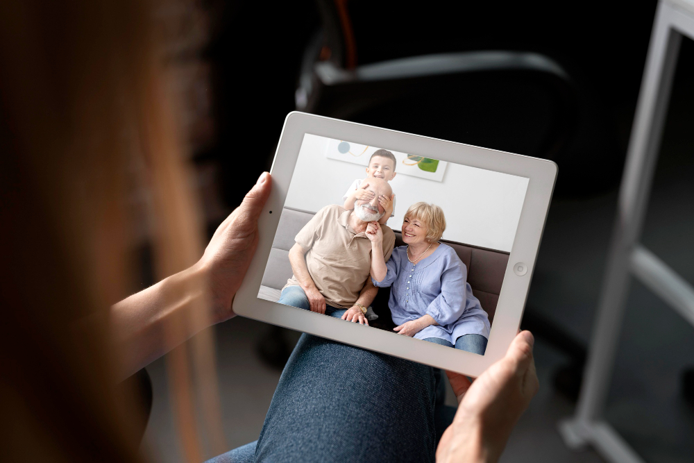 video call with long distance family