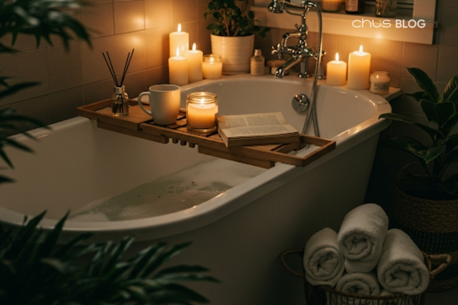 Taking a warm bath before sleep - a cooling method without air conditioning that activates the body's natural cooling mechanism