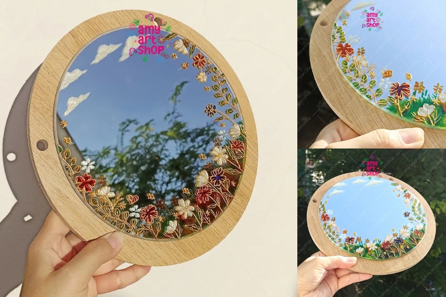 Hand-painted artistic mirror - unique piece from Andersen's fairy tale world