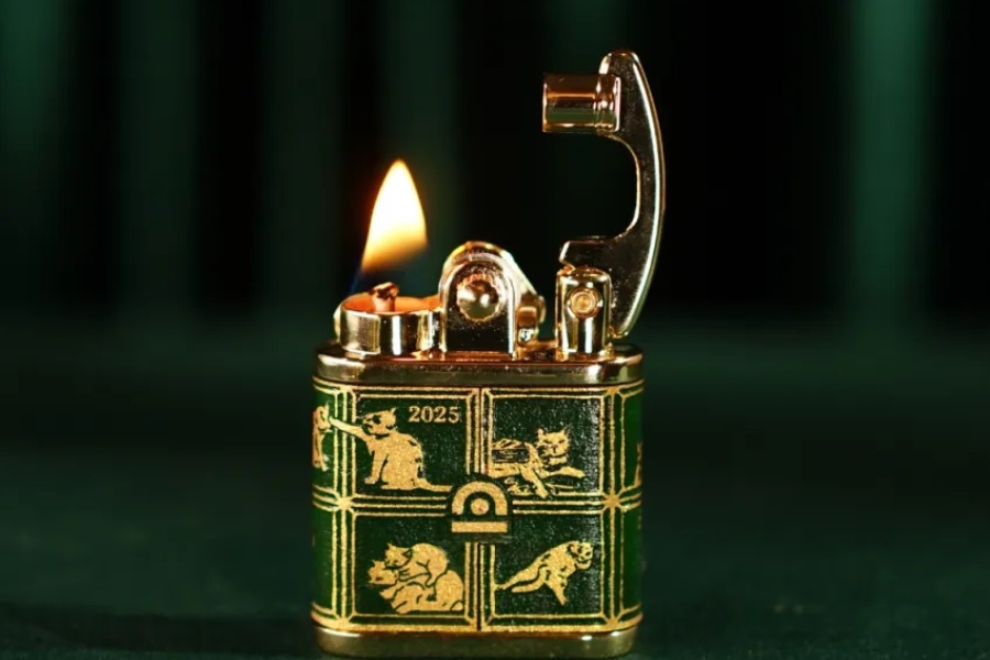 Mini lighter with cute hand-painted cat pattern, fitting in palm of hand
