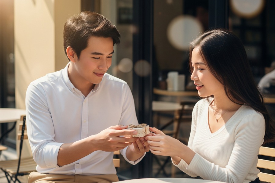 First dates are always memorable with a small surprise gift