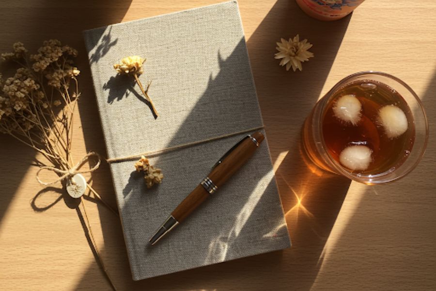 Sổ tay handmade kèm bút gỗ khắc tên là món quà tiện ích giúp lưu giữ những khoảnh khắc đáng nhớ của mùa hè