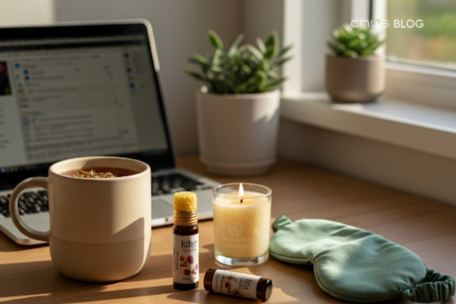 Gift combo to relieve fatigue and relax office workers.
