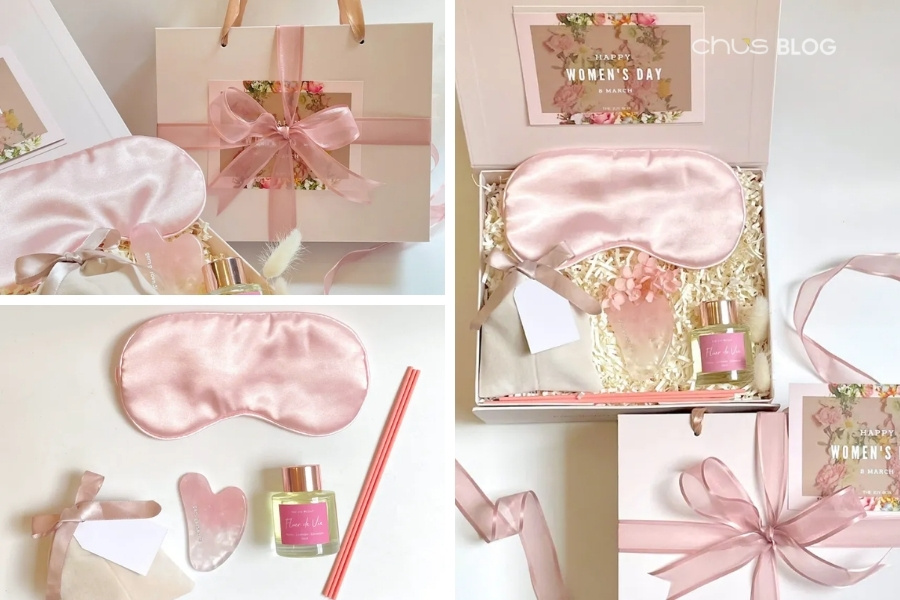 Rose quartz Guasha stone and silk eye mask - The perfect relaxation and beauty combo