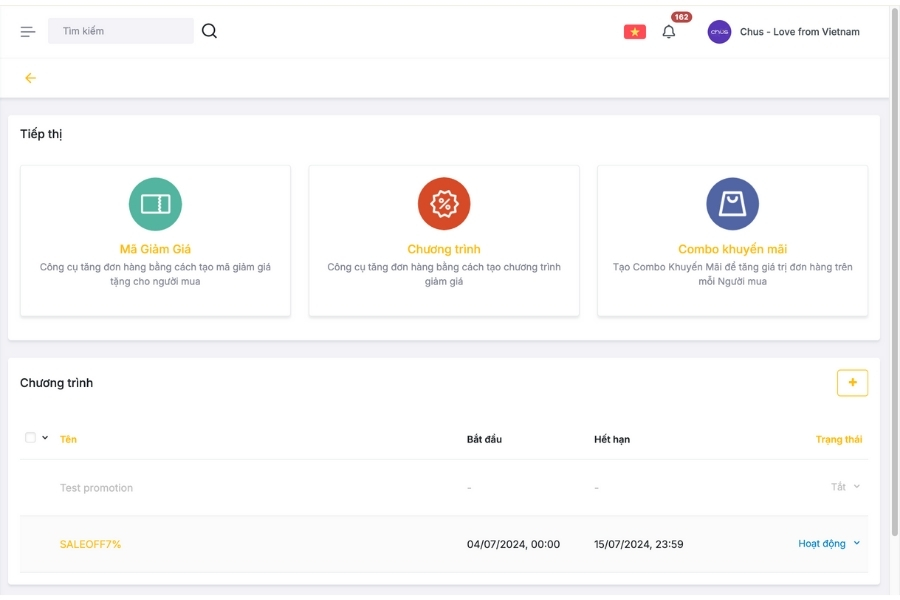 Mục "Tiếp thị (Marketing)"