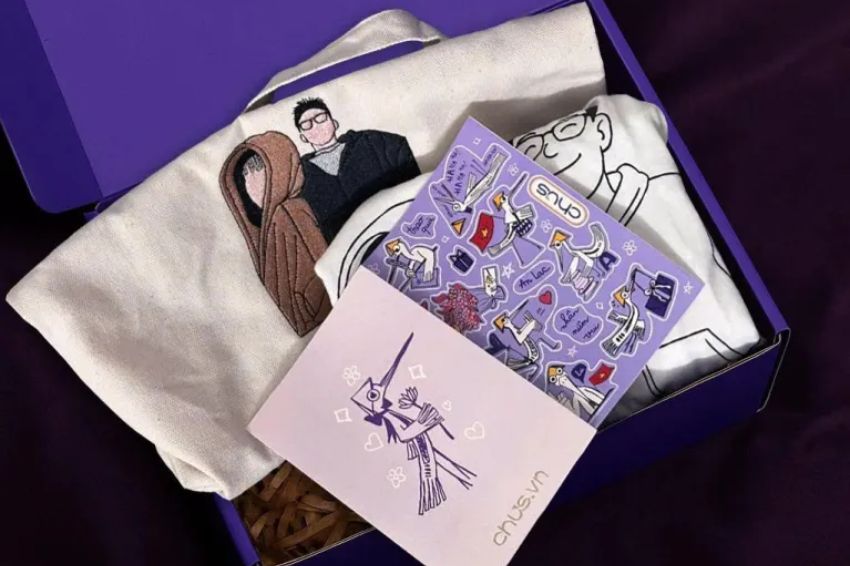 "Embody" gift box with embroidered bags and custom-printed t- shirts: