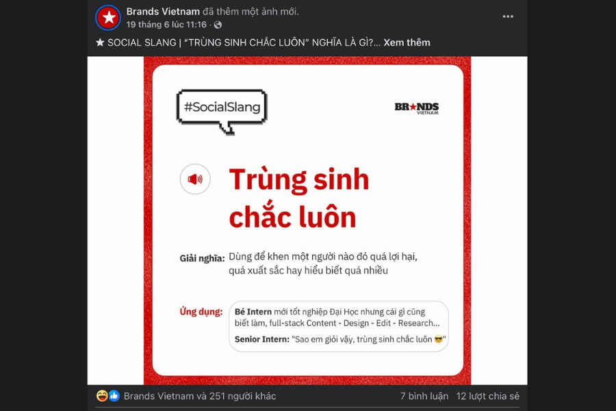 The diversity in using "trùng sinh" slang among Vietnamese youth