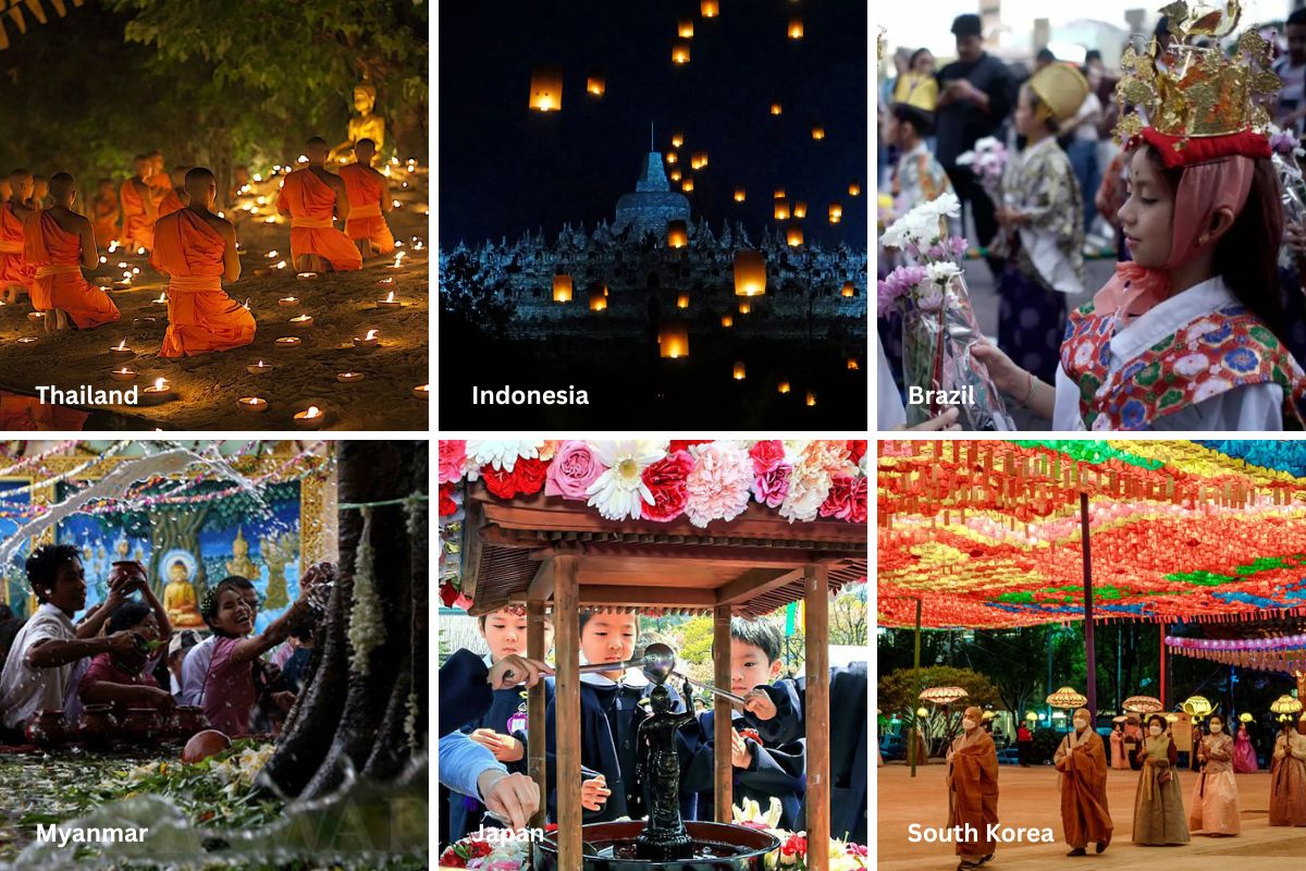 Mỗi quốc gia, tùy theo truyền thống và văn hóa riêng, tổ chức lễ Vesak theo những cách thức khác nhau, nhưng đều thống nhất trong tinh thần tôn vinh giá trị hòa bình, từ bi và trí tuệ của đạo Phật. 