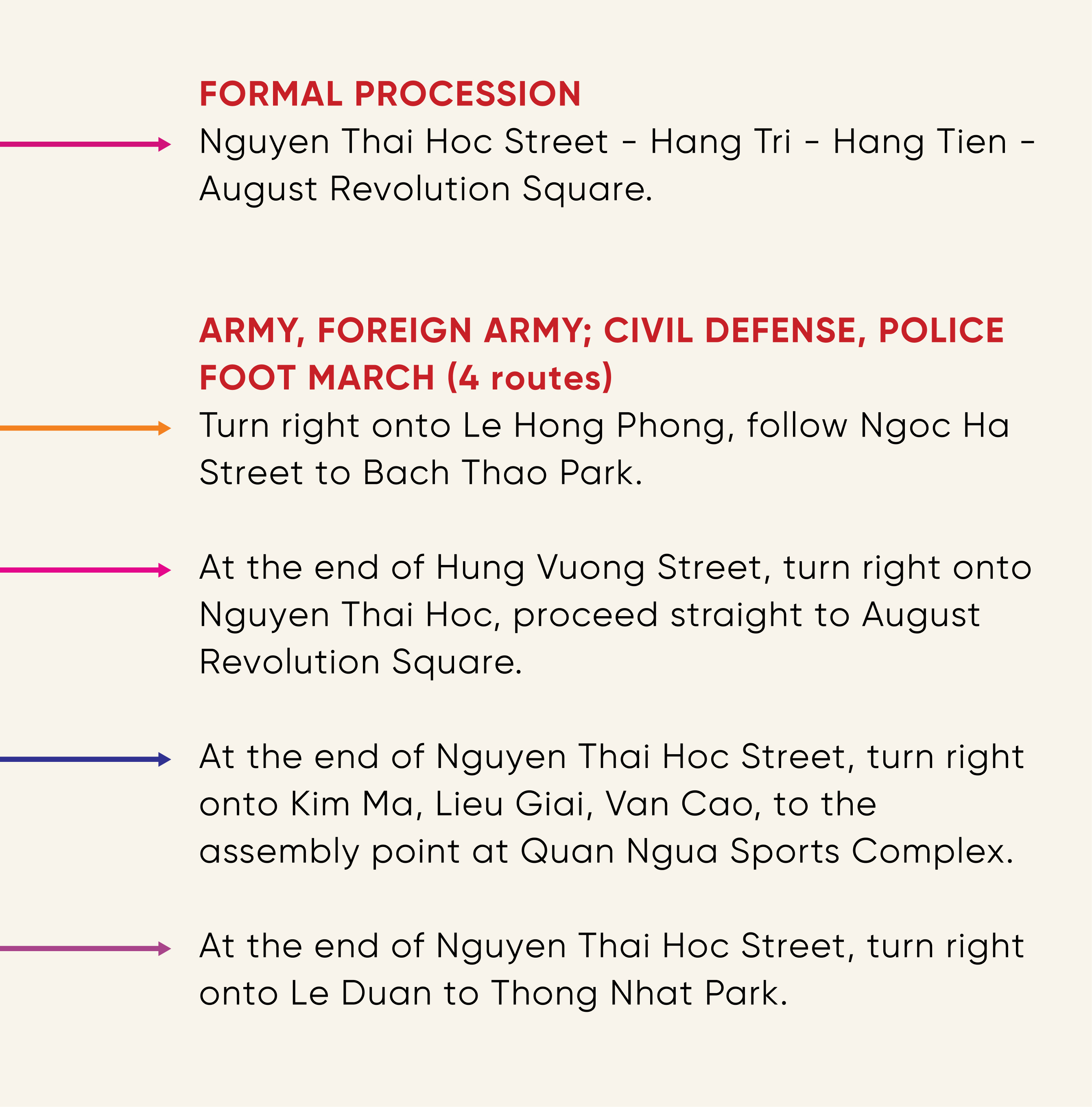 Image 03. Detailed infographic of parade routes for the September 2nd military parade and march