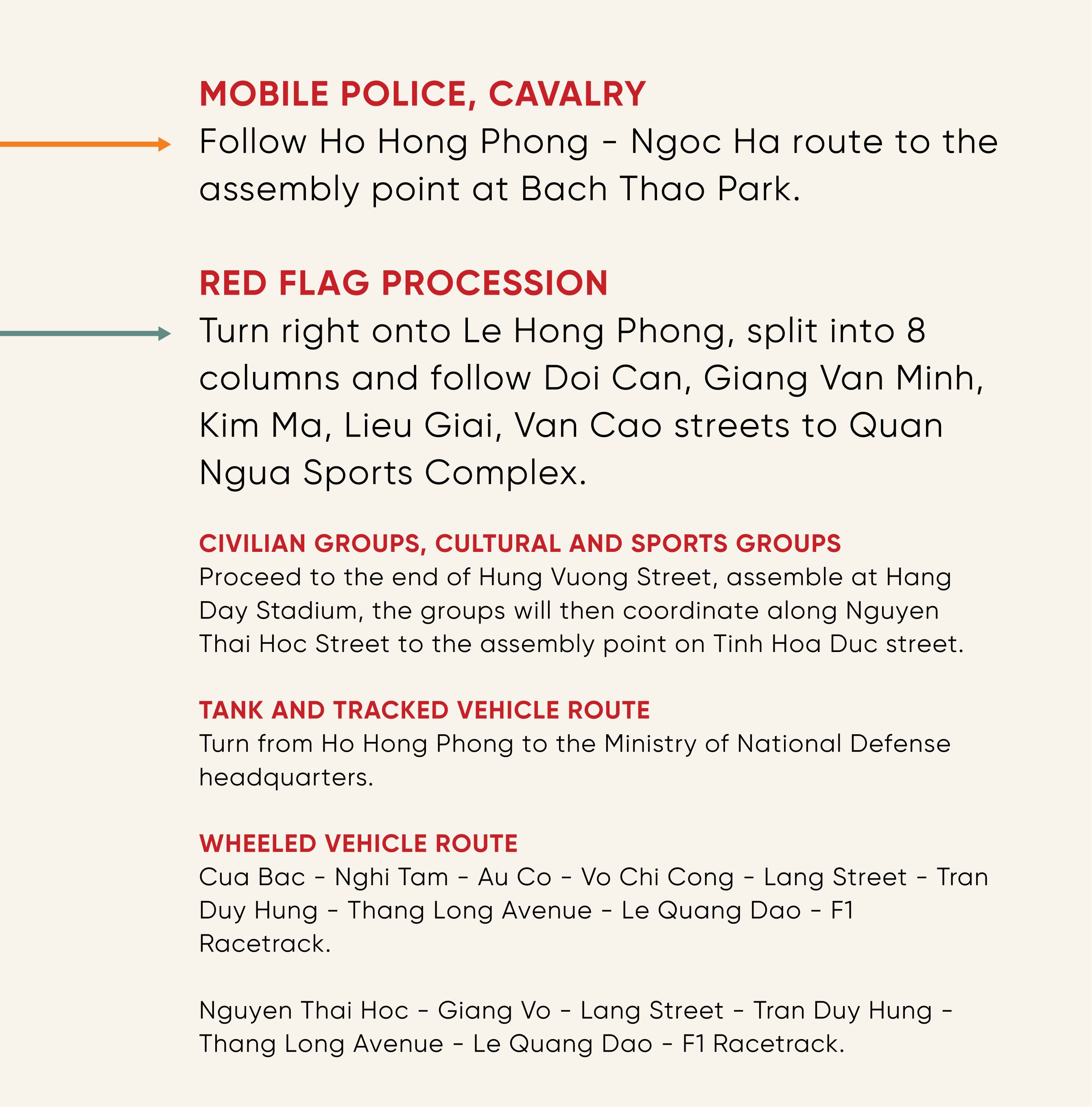 Image 03. Detailed infographic of parade routes for the September 2nd military parade and march