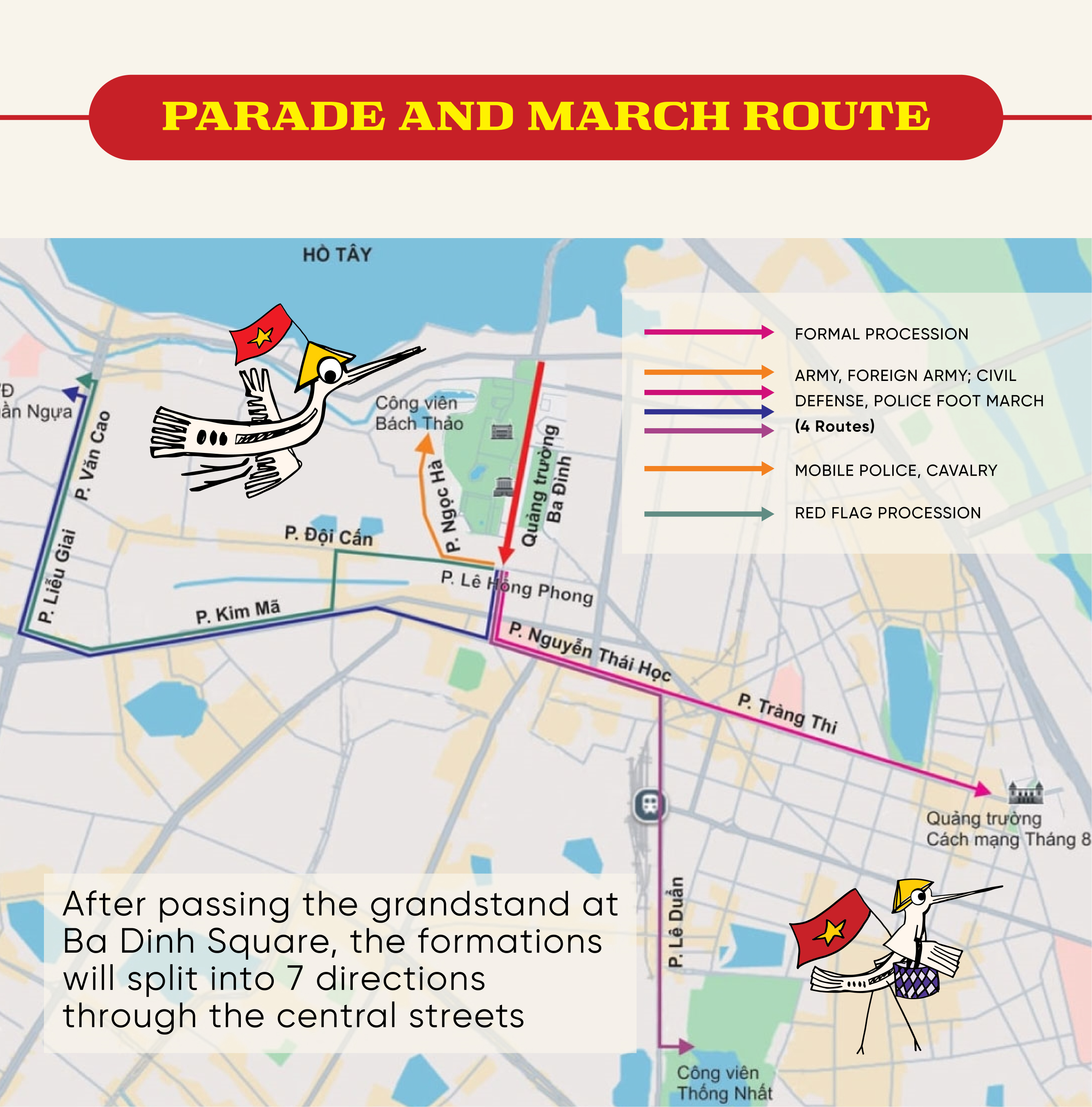 Image 02. Infographic showing departure points for the military parade and march on September 2nd