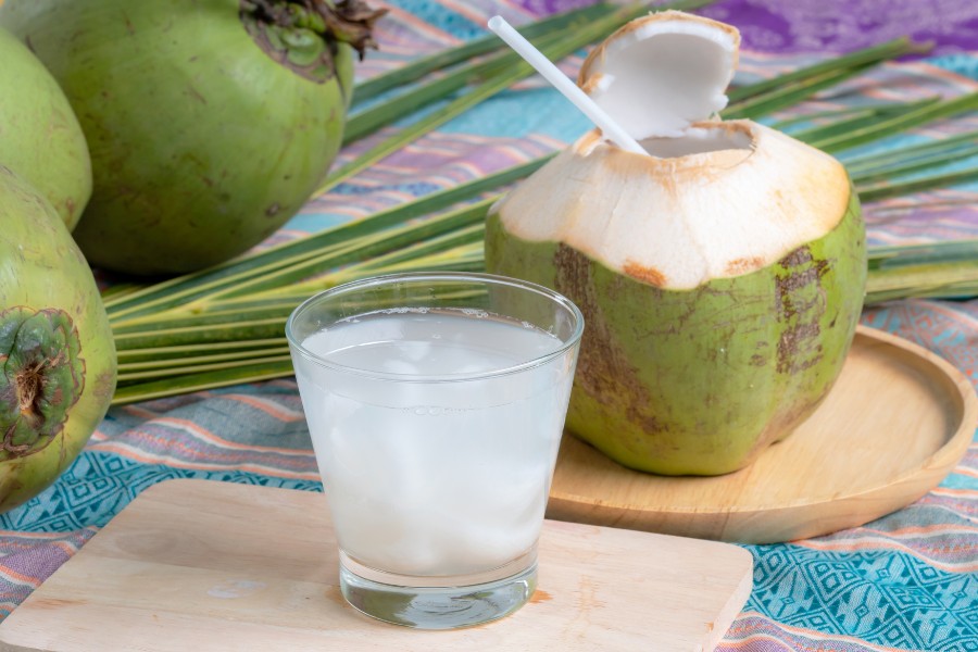 Clear coconut water - symbol of bright wisdom and peaceful mind