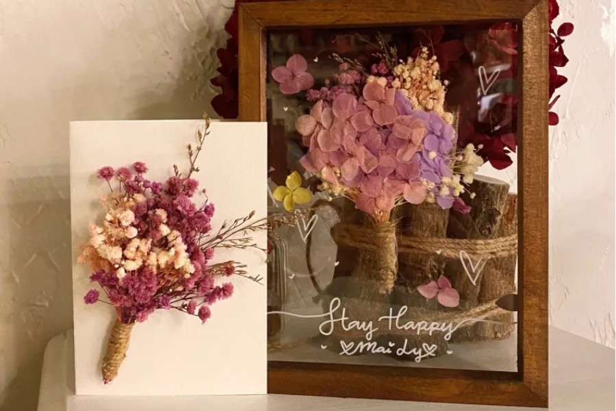 Gentle purple dried flower art - where art meets endless love for BTS