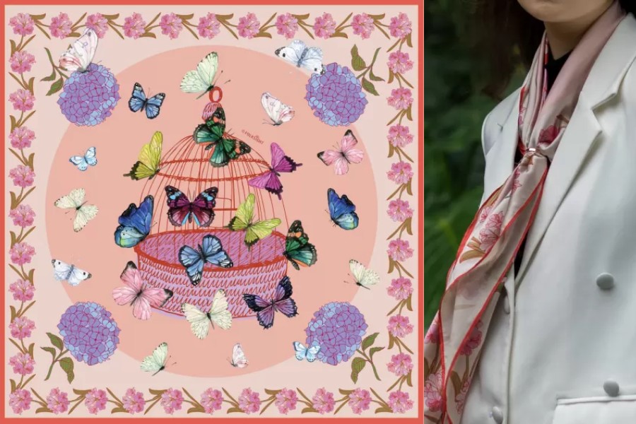 Dreamy Wings silk scarf - free to soar like beautiful dreams
