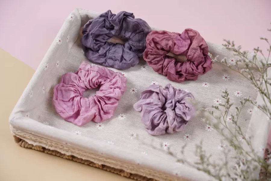 Purple silk scrunchie - pure beauty from nature