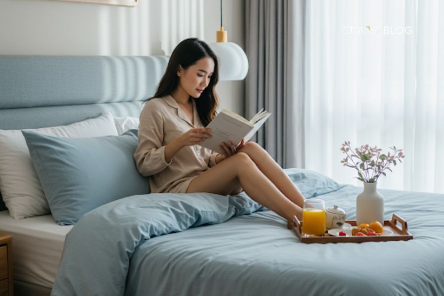 Pure white bedding sets bring a luxurious, clean feeling like in high-end resorts