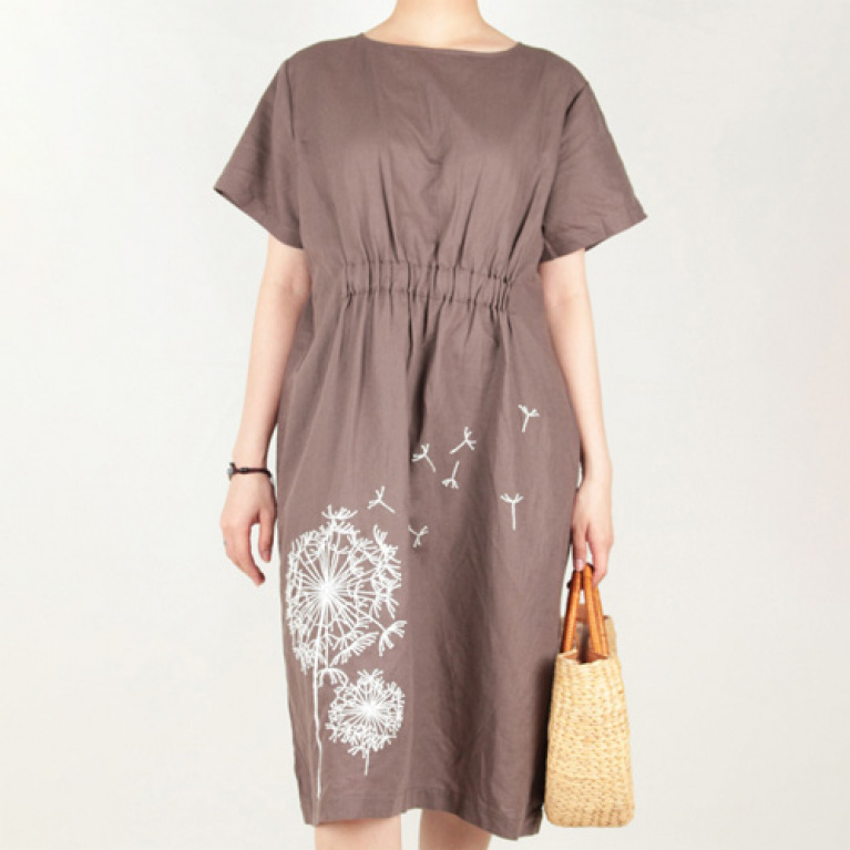 Women\'s Fashion :: Dresses :: Short Sleeve Blouson Linen Dress ...