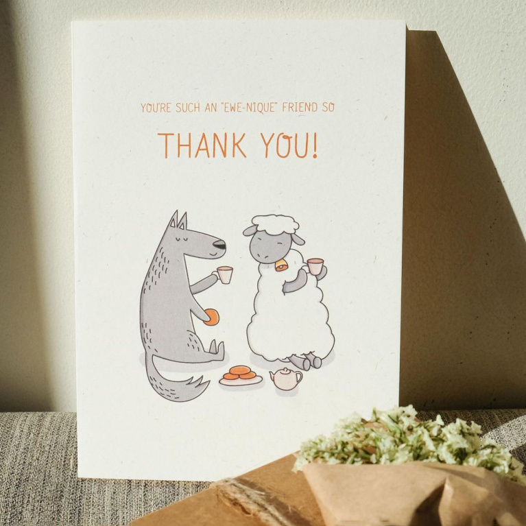 Stationery :: Postcards :: Cute Animal Print Thank You Card