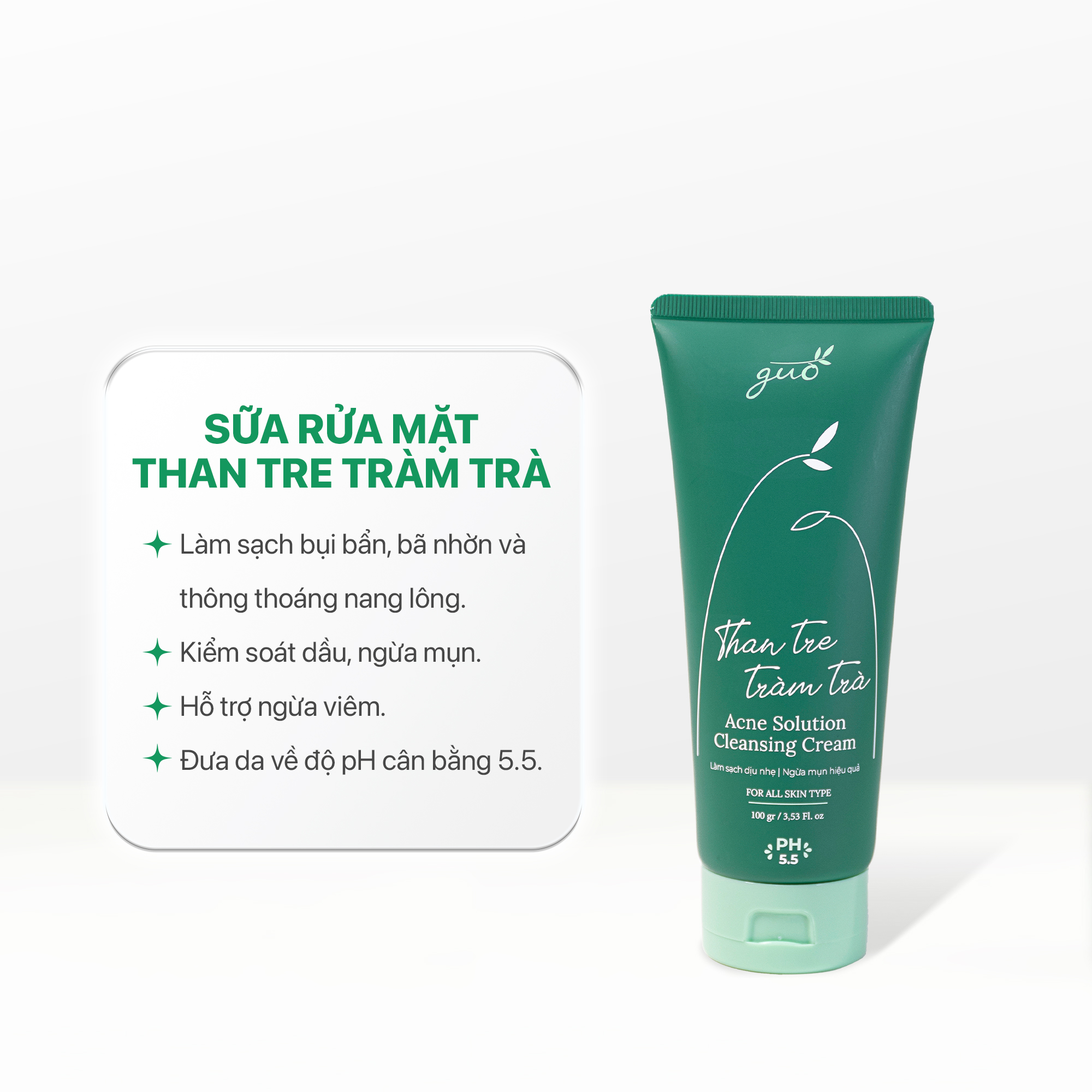 Sữa Rửa Mặt Than Tre Tràm Trà GUO